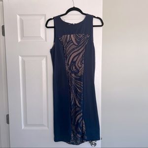 BCBG Maxazria royal blue lace sleeveless dress